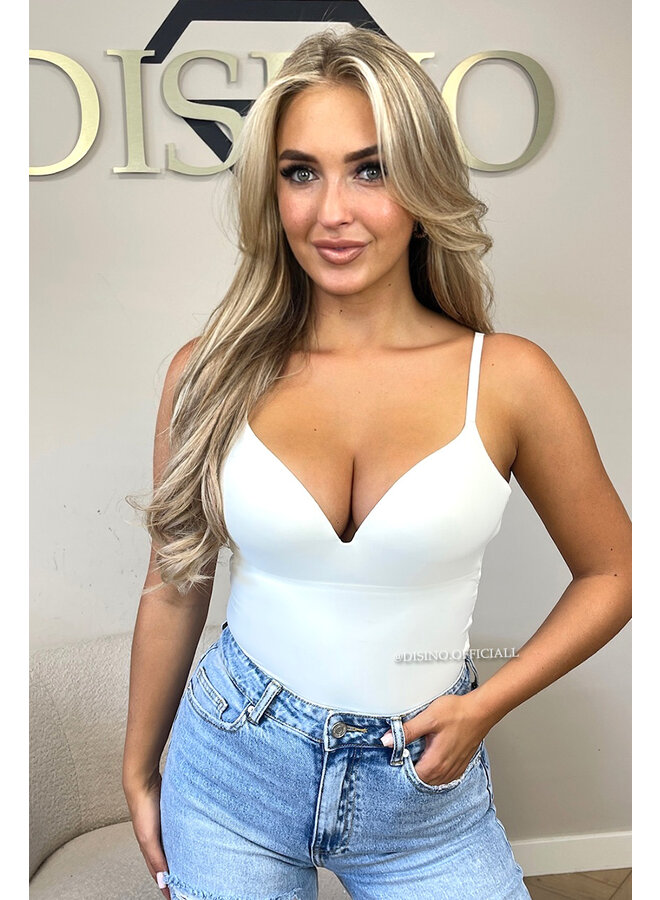 WHITE - 'NATHALIE BODYSUIT' - CLASSY SHAPING SEAMLESS BODYSUIT