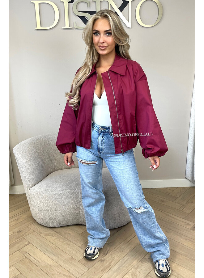BORDEAUX - 'SAPHIRA JACKET' - OVERSIZED CLASSY BOMBER JACKET