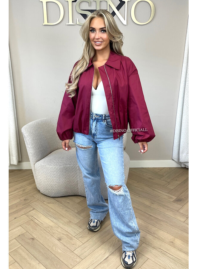 BORDEAUX - 'SAPHIRA JACKET' - OVERSIZED CLASSY BOMBER JACKET