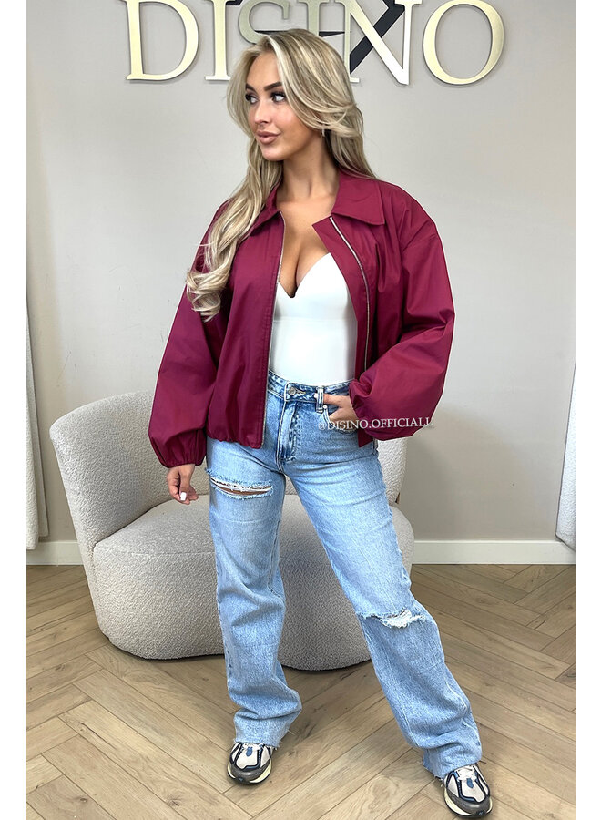 BORDEAUX - 'SAPHIRA JACKET' - OVERSIZED CLASSY BOMBER JACKET