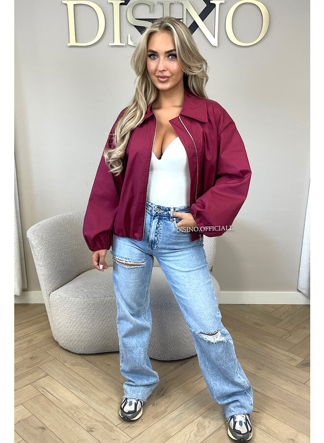 BORDEAUX - 'SAPHIRA JACKET' - OVERSIZED CLASSY BOMBER JACKET