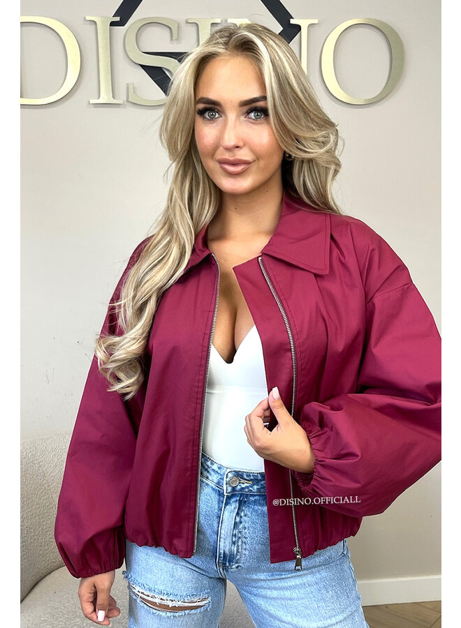 BORDEAUX - 'SAPHIRA JACKET' - OVERSIZED CLASSY BOMBER JACKET