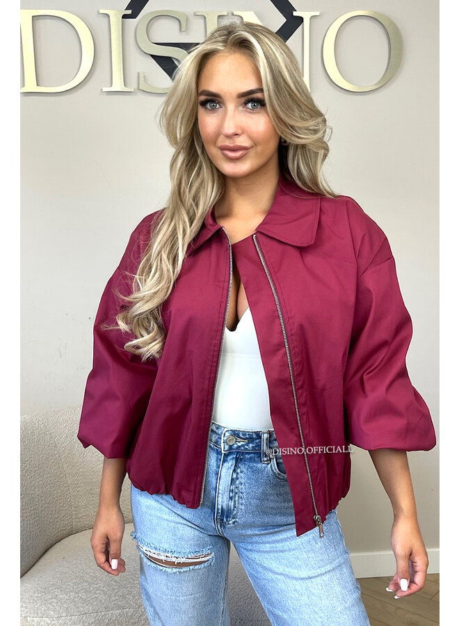 BORDEAUX - 'SAPHIRA JACKET' - OVERSIZED CLASSY BOMBER JACKET
