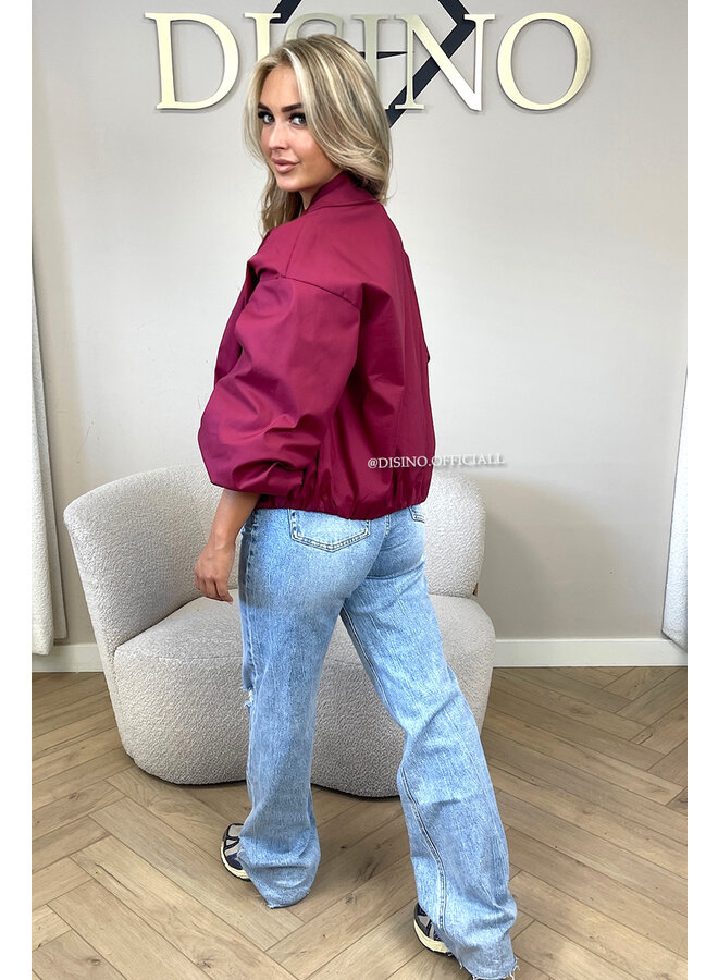 BORDEAUX - 'SAPHIRA JACKET' - OVERSIZED CLASSY BOMBER JACKET