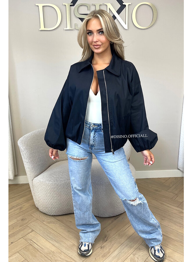 BLACK - 'SAPHIRA JACKET' - OVERSIZED CLASSY BOMBER JACKET