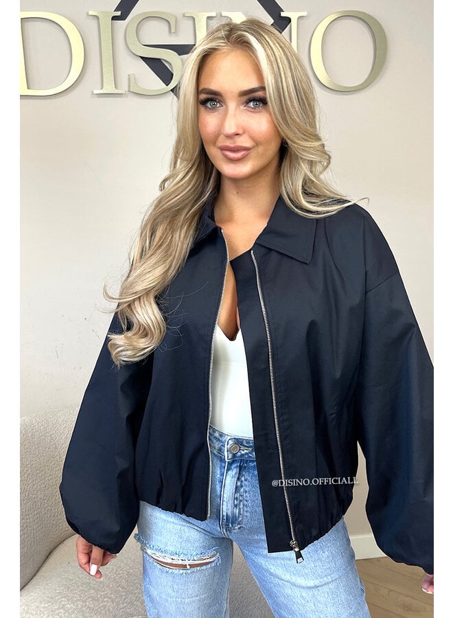 BLACK - 'SAPHIRA JACKET' - OVERSIZED CLASSY BOMBER JACKET