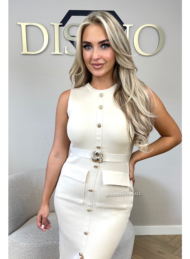 BEIGE - 'VICTORIA DRESS' - MAXI CLASSY BODYCON DRESS
