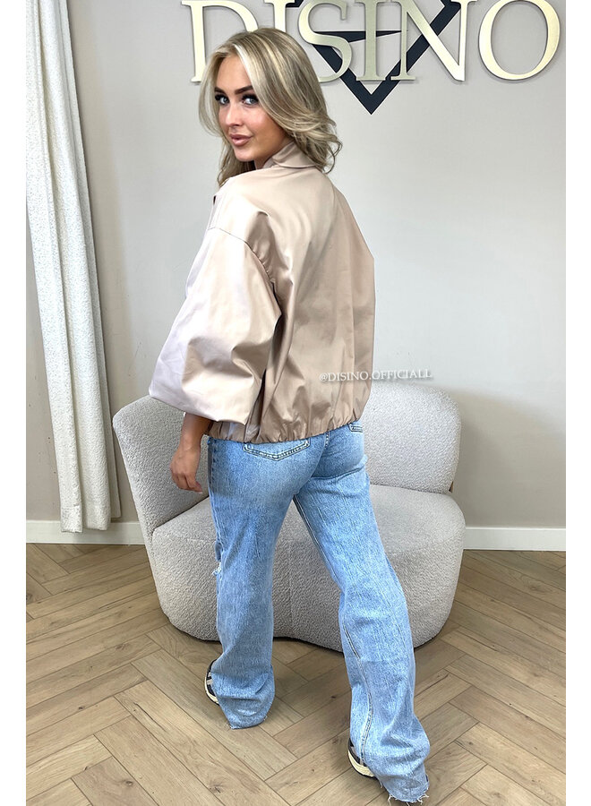 BEIGE - 'SAPHIRA JACKET' - OVERSIZED CLASSY BOMBER JACKET