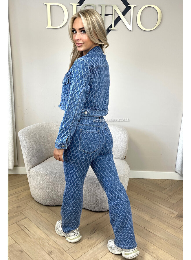 BLUE - 'ASHLEY JACKET' - SUPER STRETCH INSPIRED RELIEF  DENIM JACKET