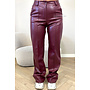 BORDEAUX - 'SKYLA LEATHER' - HIGH WAIST VEGAN LEATHER STRAIGHT LEG PANTS