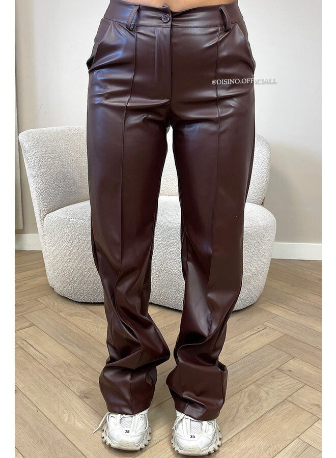 CHOCO - 'SKYLA LEATHER' - HIGH WAIST VEGAN LEATHER STRAIGHT LEG PANTS