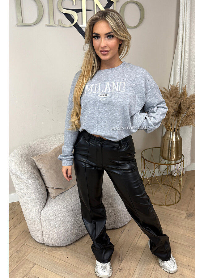GREY - 'MILANO SWEATER' - OVERSIZED SLOGAN SWEATER