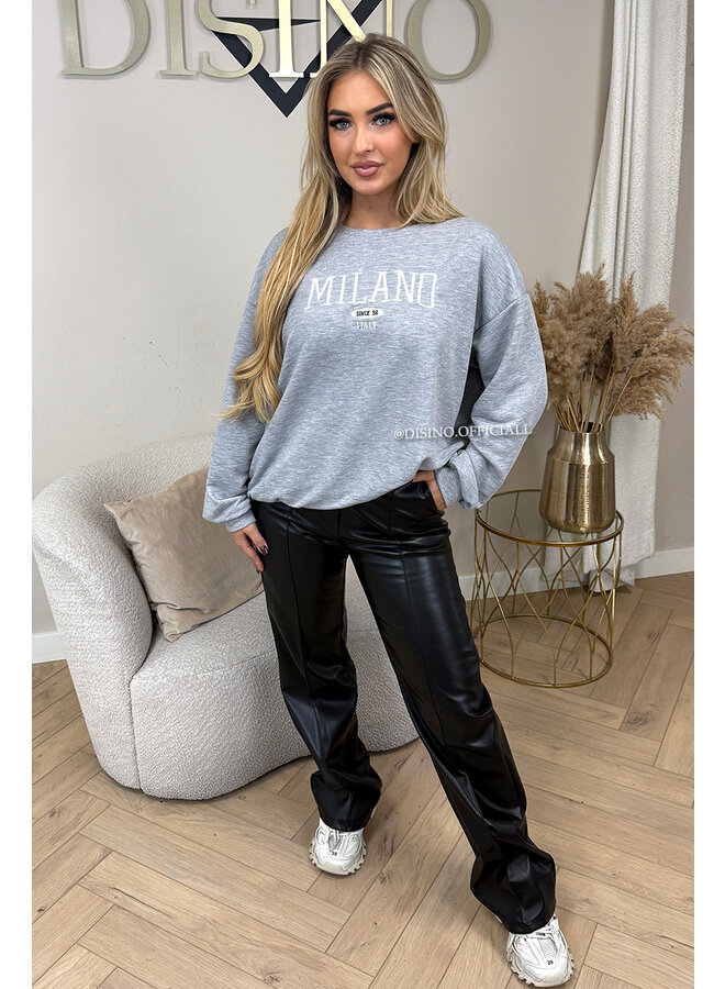 GREY - 'MILANO SWEATER' - OVERSIZED SLOGAN SWEATER