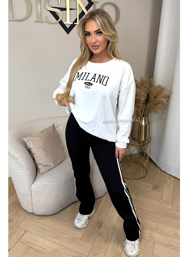 WHITE - 'MILANO SWEATER' - OVERSIZED SLOGAN SWEATER