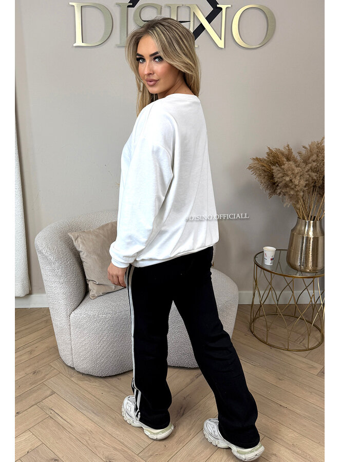 BLACK - 'CLOVIS' - STRIPED SUPER STRETCH WIDE LEG JEANS