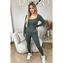 KHAKI GREEN - 'JAMILLA JUMPSUIT' - SUPER SHAPING RIBBED JUMPSUIT