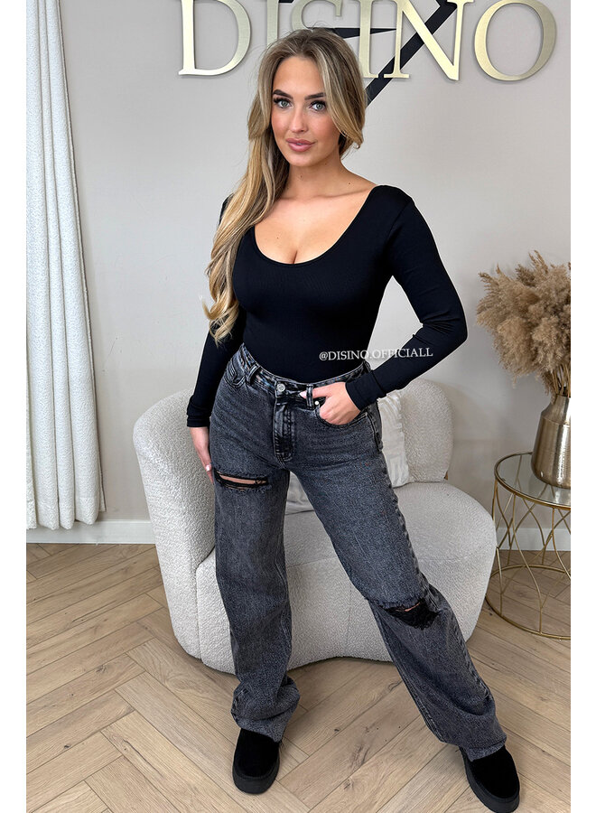 BLACK - 'JAMILLA BODYSUIT' - SUPER SHAPING RIBBED BODYSUIT