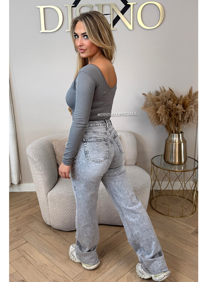 GREY - 'JAMILLA BODYSUIT' - SUPER SHAPING RIBBED BODYSUIT