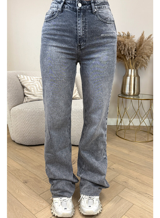 GREY - 'VANCOUVER' - STRETCH EXTRA LONG WIDE LEG JEANS
