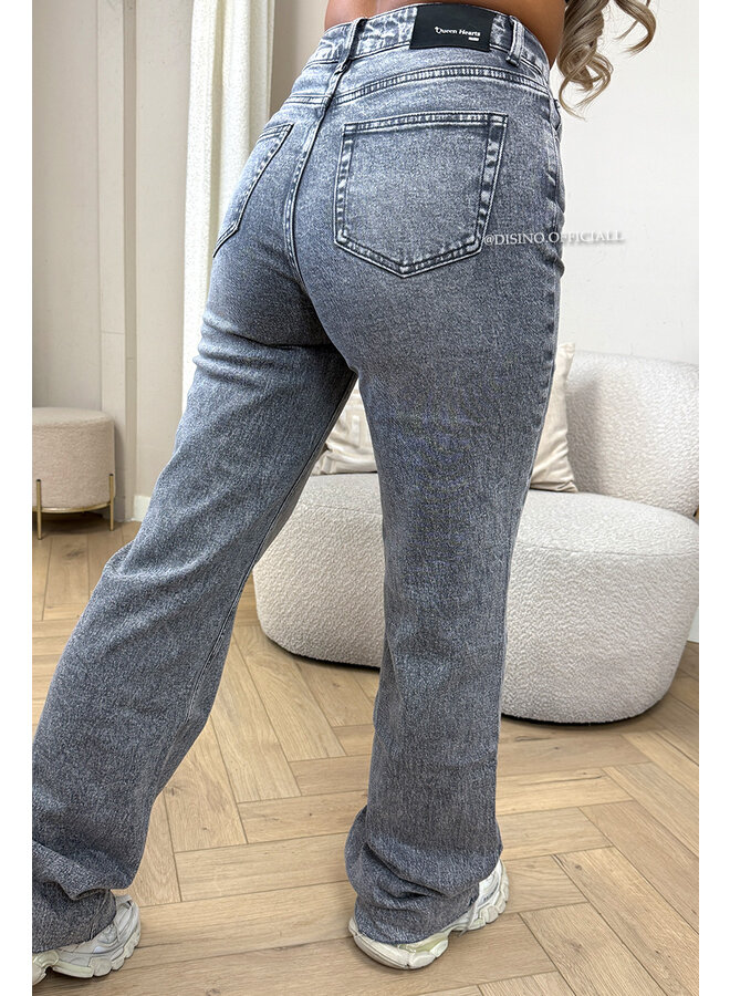 GREY - 'VANCOUVER' - STRETCH EXTRA LONG WIDE LEG JEANS