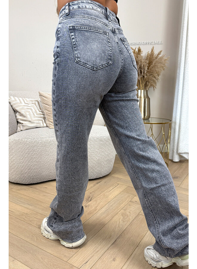 GREY - 'VANCOUVER' - STRETCH EXTRA LONG WIDE LEG JEANS