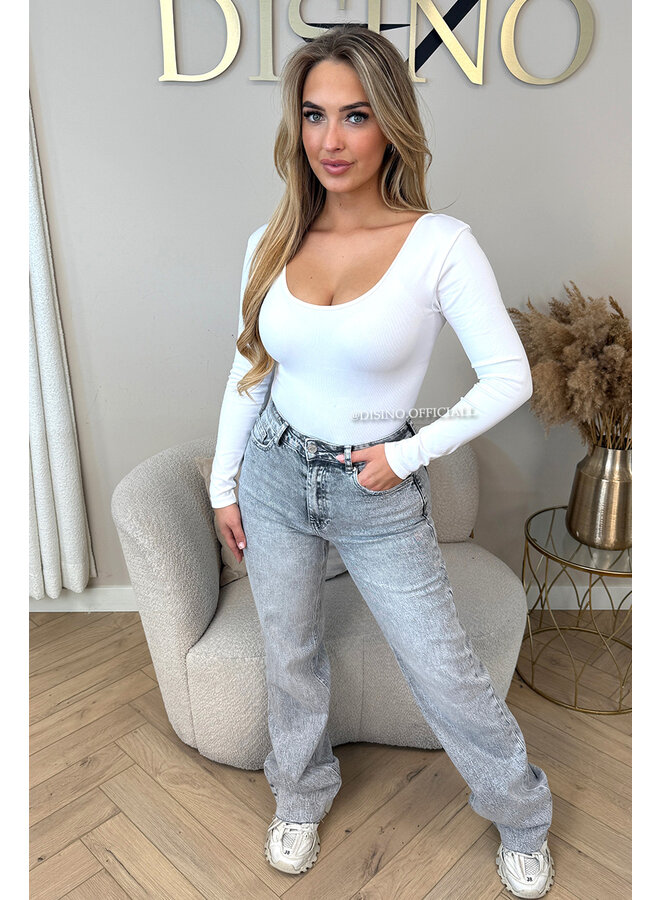 WHITE - 'JAMILLA BODYSUIT' - SUPER SHAPING RIBBED BODYSUIT