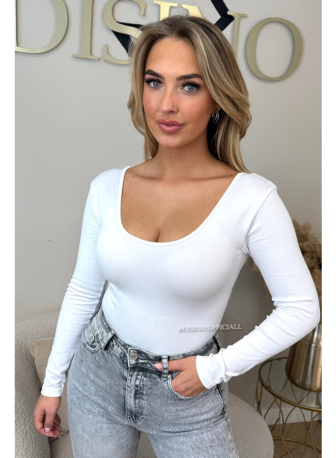 WHITE - 'JAMILLA BODYSUIT' - SUPER SHAPING RIBBED BODYSUIT