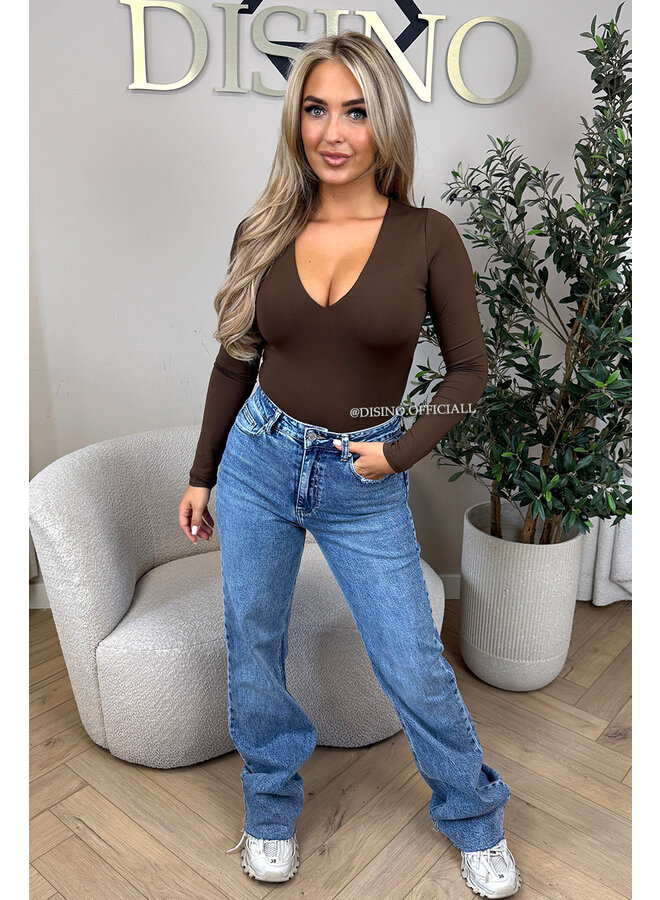 CHOCO - 'VICKY BODY' - TRAVEL QUALITY V-NECK LONGSLEEVE BODYSUIT