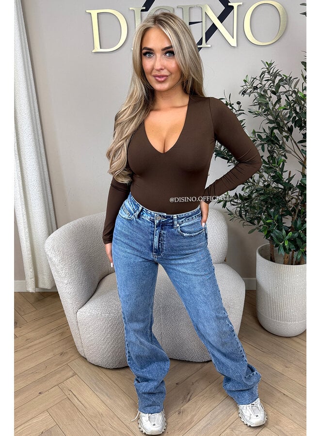 CHOCO - 'VICKY BODY' - TRAVEL QUALITY V-NECK LONGSLEEVE BODYSUIT