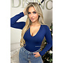 NAVY BLUE - 'VICKY BODY' - TRAVEL QUALITY V-NECK LONGSLEEVE BODYSUIT