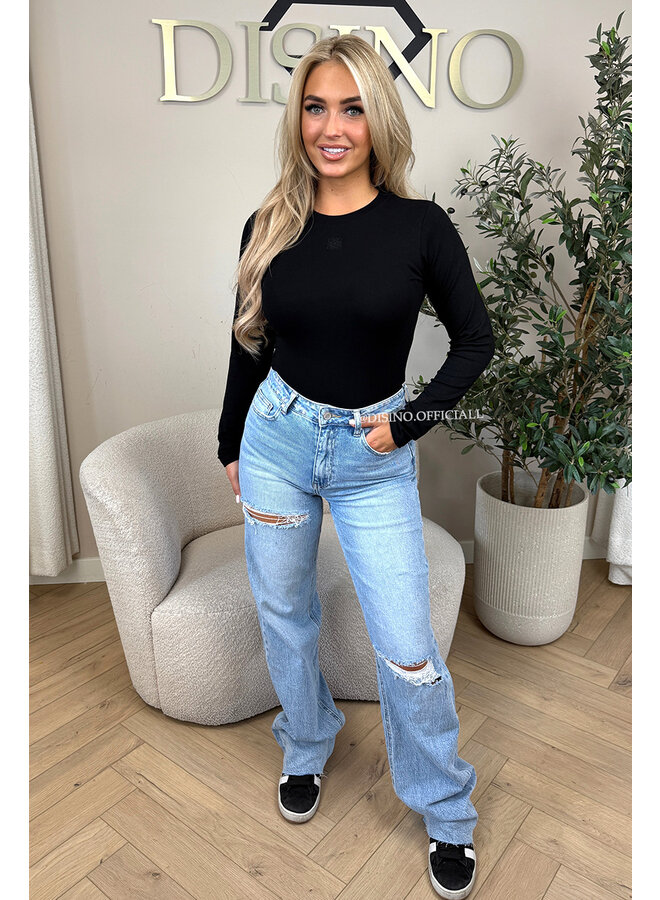 BLACK - 'LOUIE TOP' - DESIGNER INSPIRED LONGSLEEVE TOP