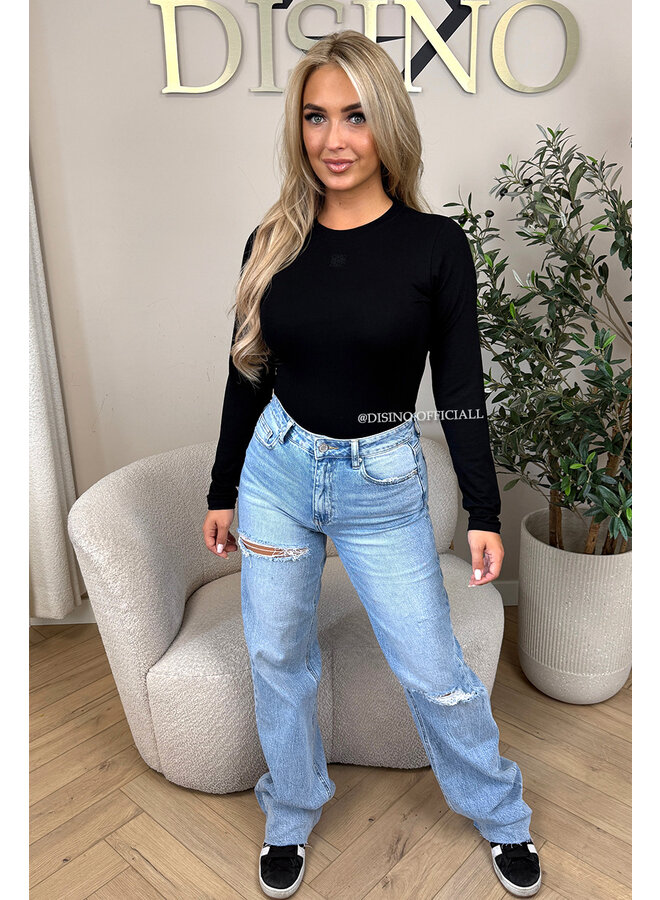 BLACK - 'LOUIE TOP' - DESIGNER INSPIRED LONGSLEEVE TOP