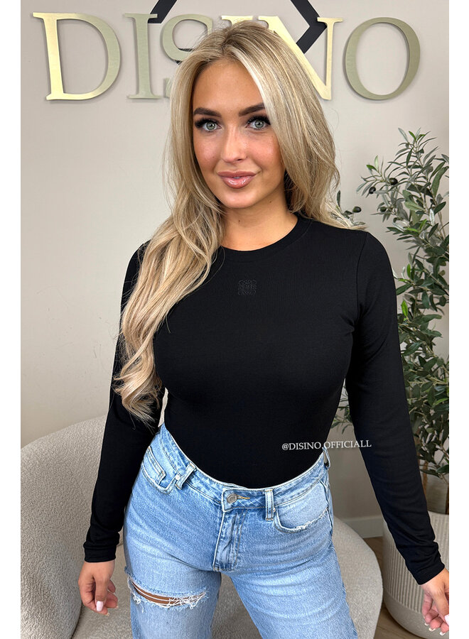 BLACK - 'LOUIE TOP' - DESIGNER INSPIRED LONGSLEEVE TOP