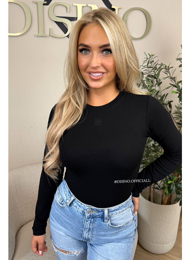 BLACK - 'LOUIE TOP' - DESIGNER INSPIRED LONGSLEEVE TOP