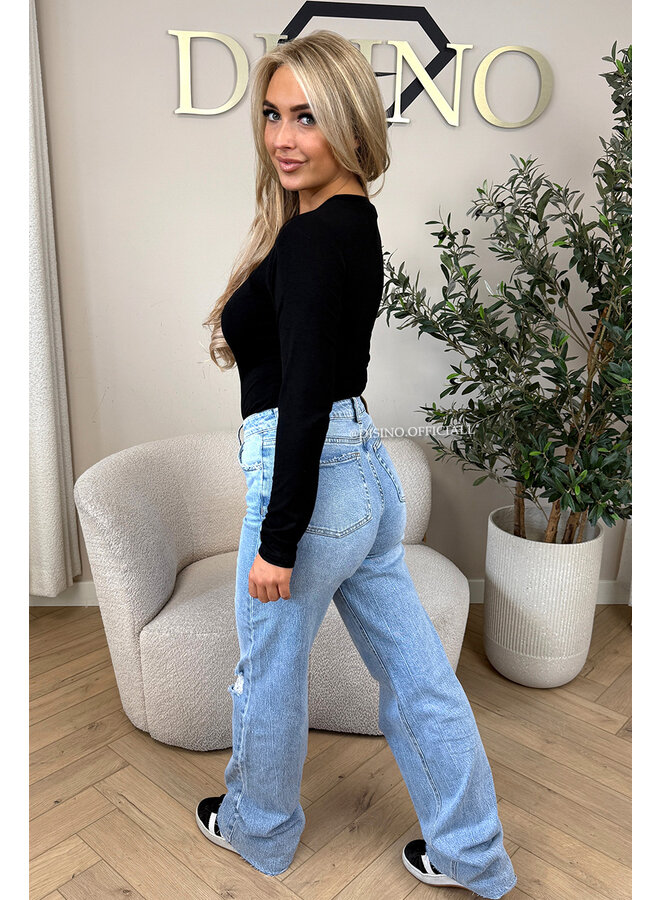 BLACK - 'LOUIE TOP' - DESIGNER INSPIRED LONGSLEEVE TOP