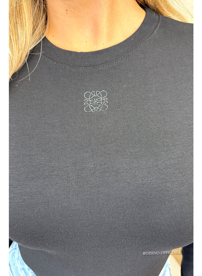BLACK - 'LOUIE TOP' - DESIGNER INSPIRED LONGSLEEVE TOP
