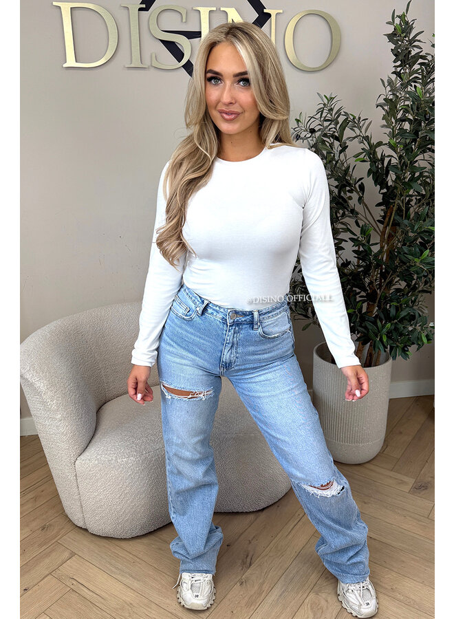 WHITE - 'LOUIE TOP' - DESIGNER INSPIRED LONGSLEEVE TOP