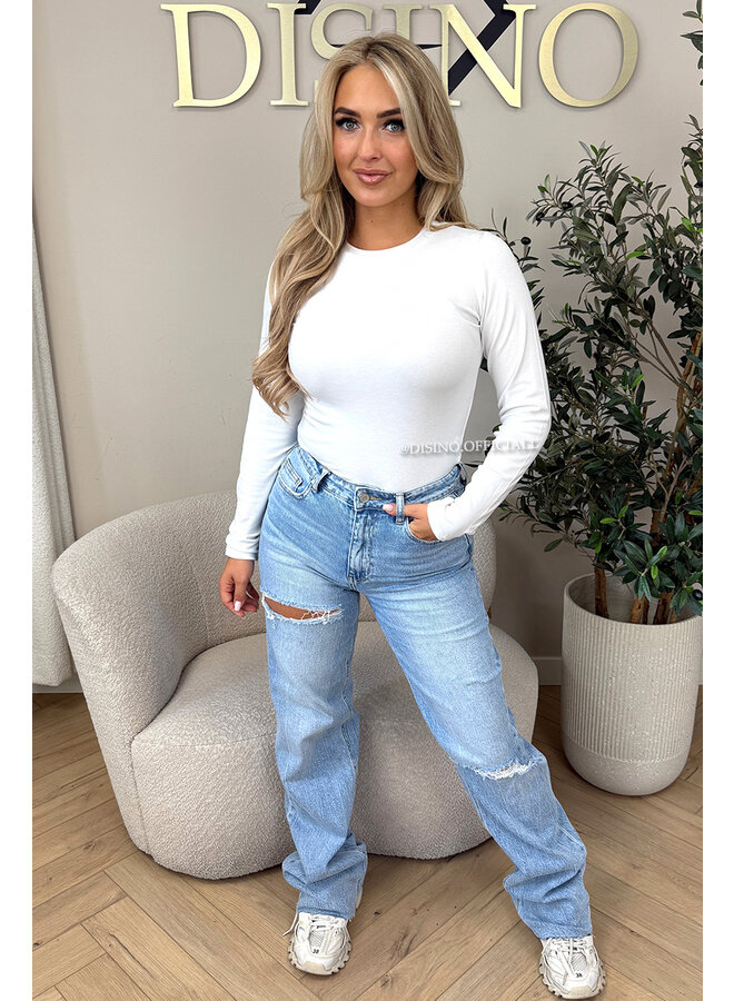 WHITE - 'LOUIE TOP' - DESIGNER INSPIRED LONGSLEEVE TOP