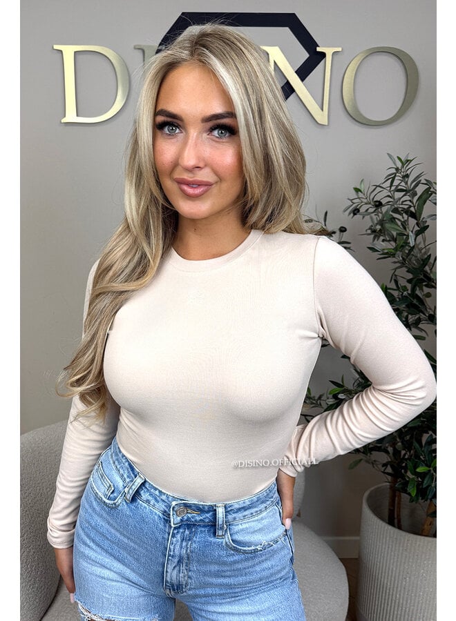 BEIGE - 'LOUIE TOP' - DESIGNER INSPIRED LONGSLEEVE TOP