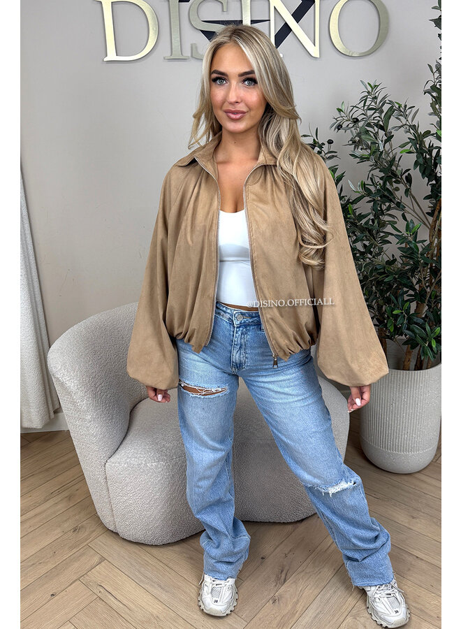CAMEL - 'SUEDE SAPHIRA JACKET' - OVERSIZED CLASSY BOMBER JACKET