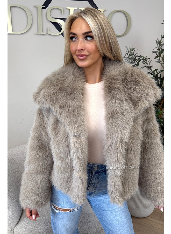 BEIGE - 'CHLOÉ V2 COAT' - PREMIUM QUALITY FAUX FUR OVERSIZED COAT