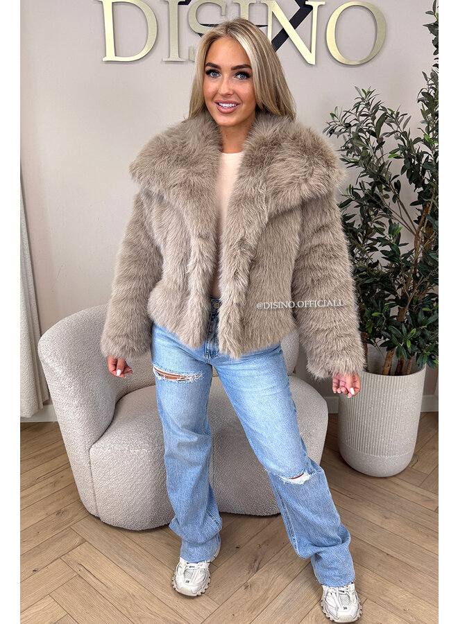 BEIGE - 'CHLOÉ V2 COAT' - PREMIUM QUALITY FAUX FUR OVERSIZED COAT