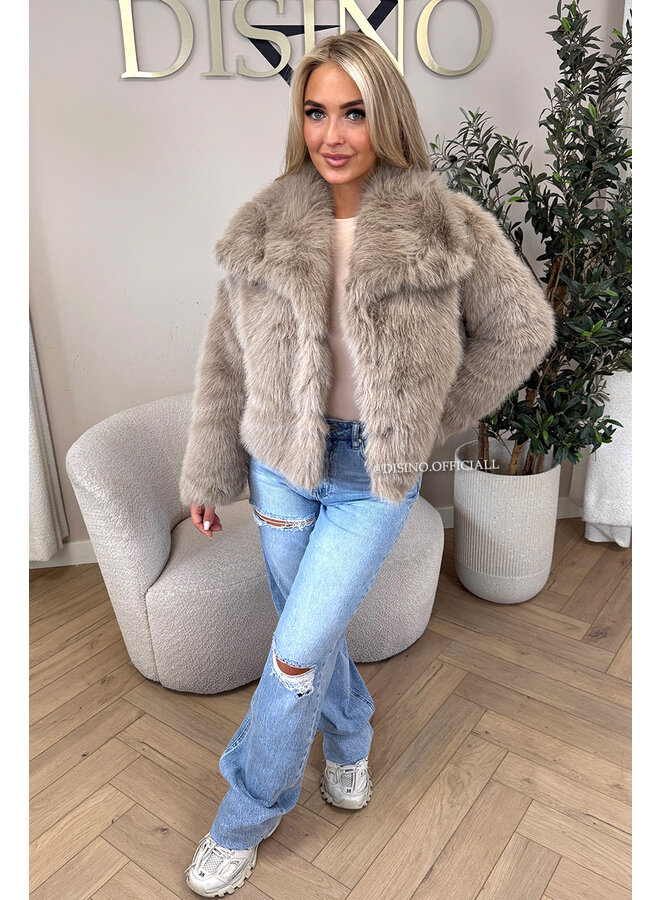 BEIGE - 'CHLOÉ V2 COAT' - PREMIUM QUALITY FAUX FUR OVERSIZED COAT