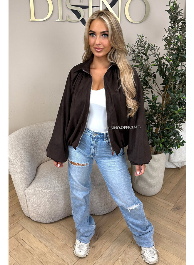 CHOCO - 'SUEDE SAPHIRA JACKET' - OVERSIZED CLASSY BOMBER JACKET