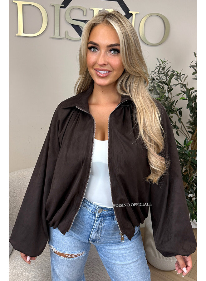 CHOCO - 'SUEDE SAPHIRA JACKET' - OVERSIZED CLASSY BOMBER JACKET