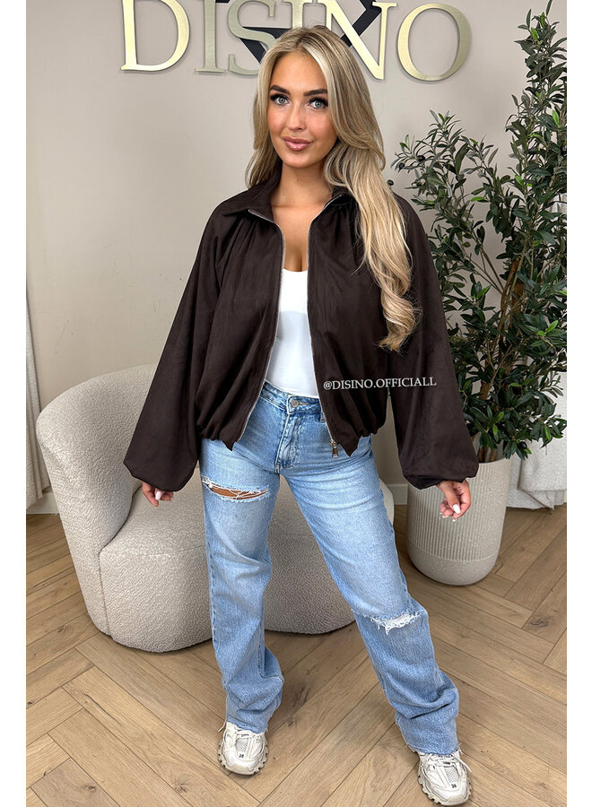 CHOCO - 'SUEDE SAPHIRA JACKET' - OVERSIZED CLASSY BOMBER JACKET