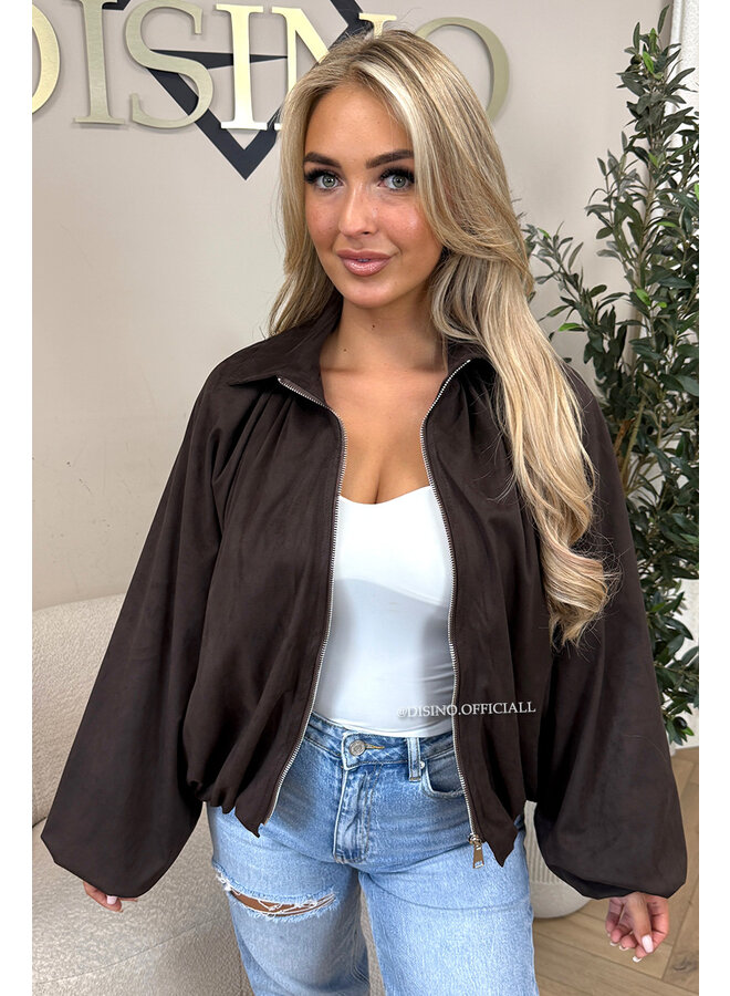 CHOCO - 'SUEDE SAPHIRA JACKET' - OVERSIZED CLASSY BOMBER JACKET