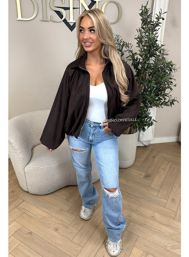 CHOCO - 'SUEDE SAPHIRA JACKET' - OVERSIZED CLASSY BOMBER JACKET