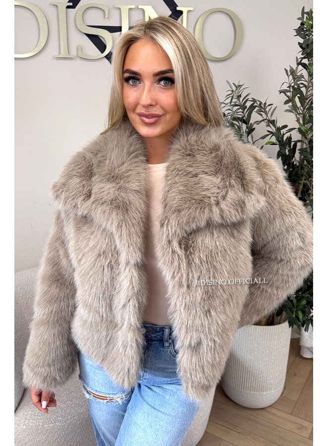 BEIGE - 'CHLOÉ V2 COAT' - PREMIUM QUALITY FAUX FUR OVERSIZED COAT