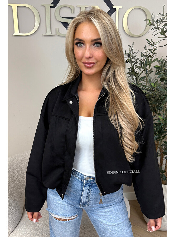 BLACK - 'ROSIE V2 JACKET' - SUEDE BOMBER JACKET
